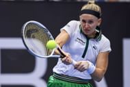 Jil Teichmann in action at the J&T Banka Ostrava Open 2021